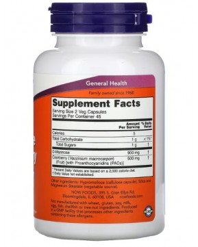 NOW Foods, клюква и манноза, 90 растительных капсул